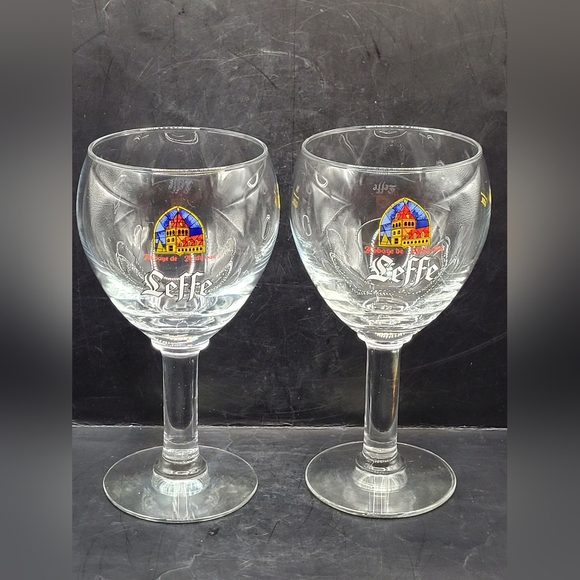 leffe Other - Set of 2 Leffe Beer Chalice Glasses 33cl – Stemmed Goblets – 7.5" Tall